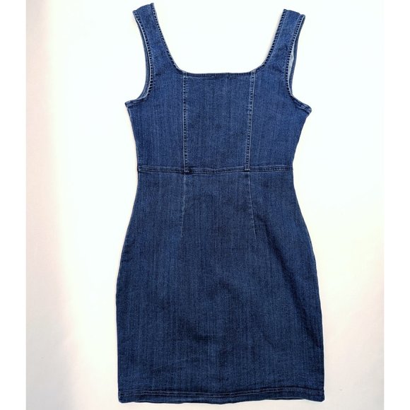 Blashe Cute Blue Denim Button-Front Mid-Length Bodycon Dress Size Women's Small - Picture 2 of 3